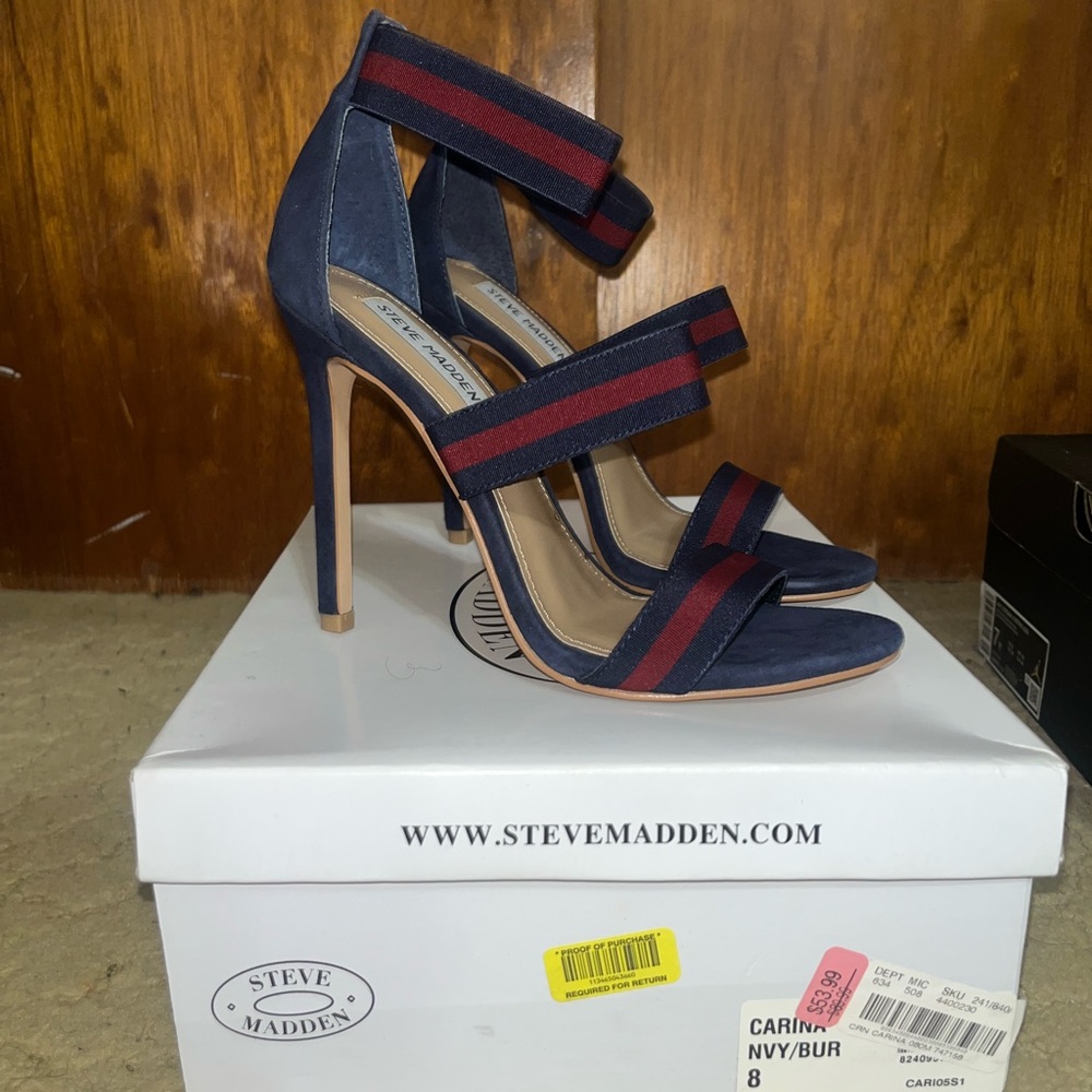 Steve Madden Blue and Red Strappy Heels